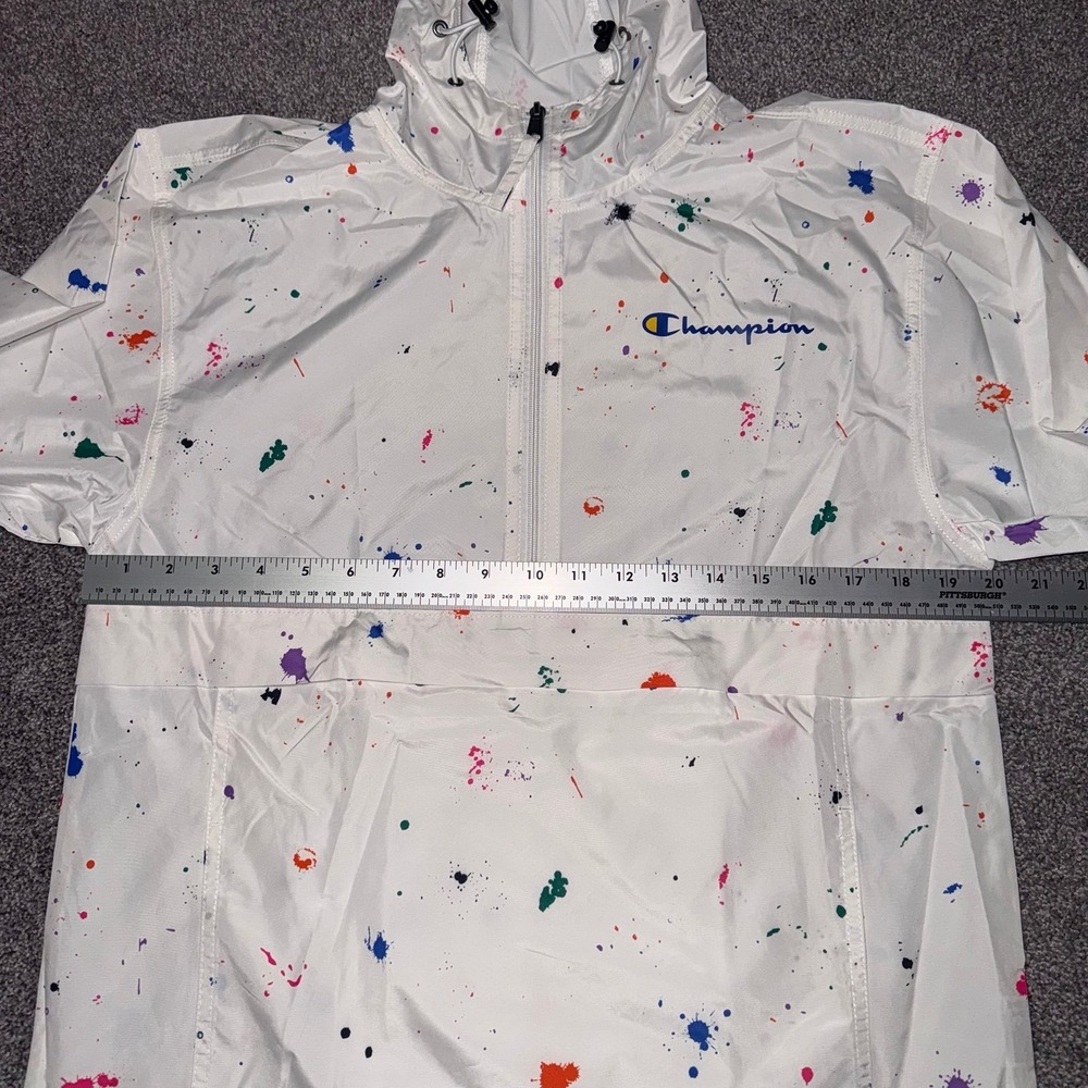 Champion Women's White Splash Tie-Dye Paint Splatter Pullover Windbreaker - XS - Picture 4 of 11